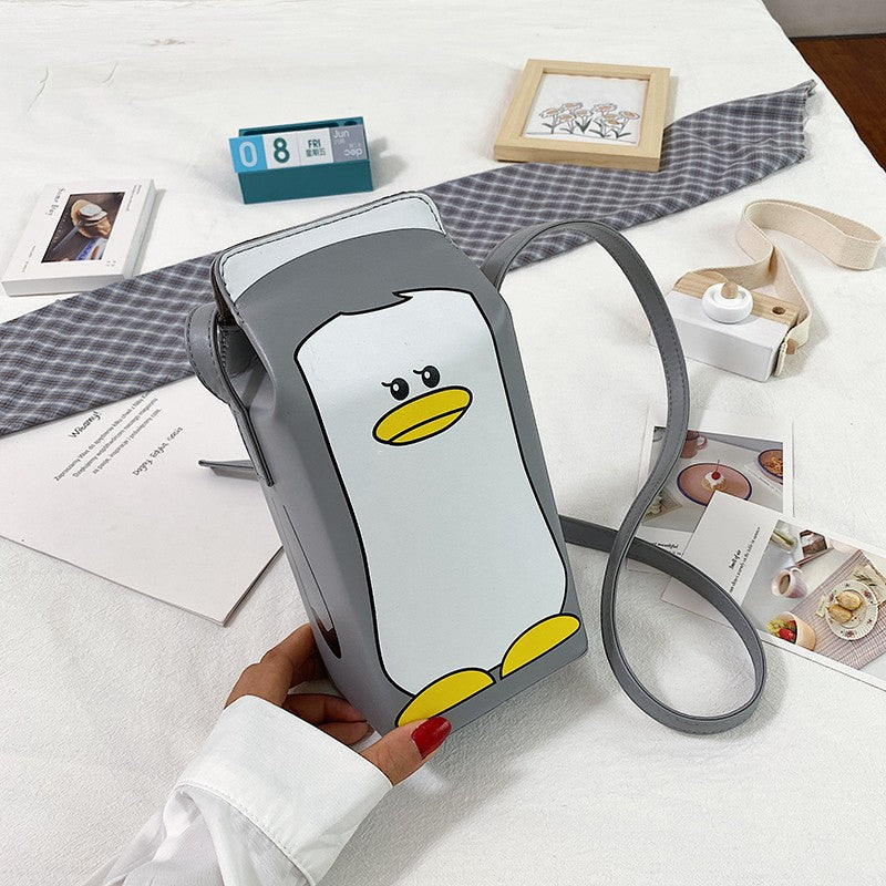 Wholesale Penguin Cow PU Printed Magnetic Buckle Crossbody Change Mobile Bag
