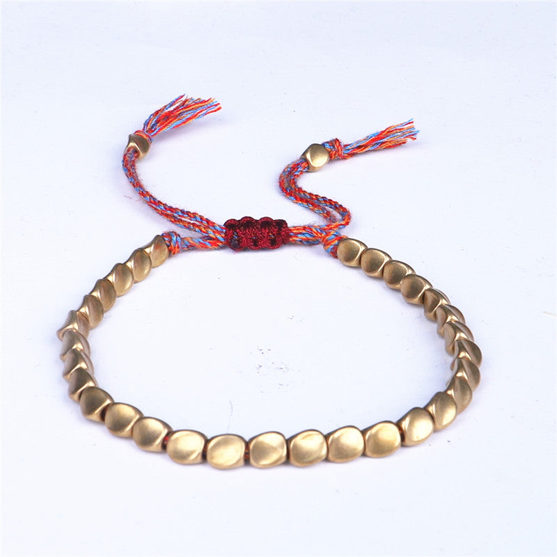 Wholesale New Hand-woven Shaped Copper Bead Pull-out Tassel Bracelet
