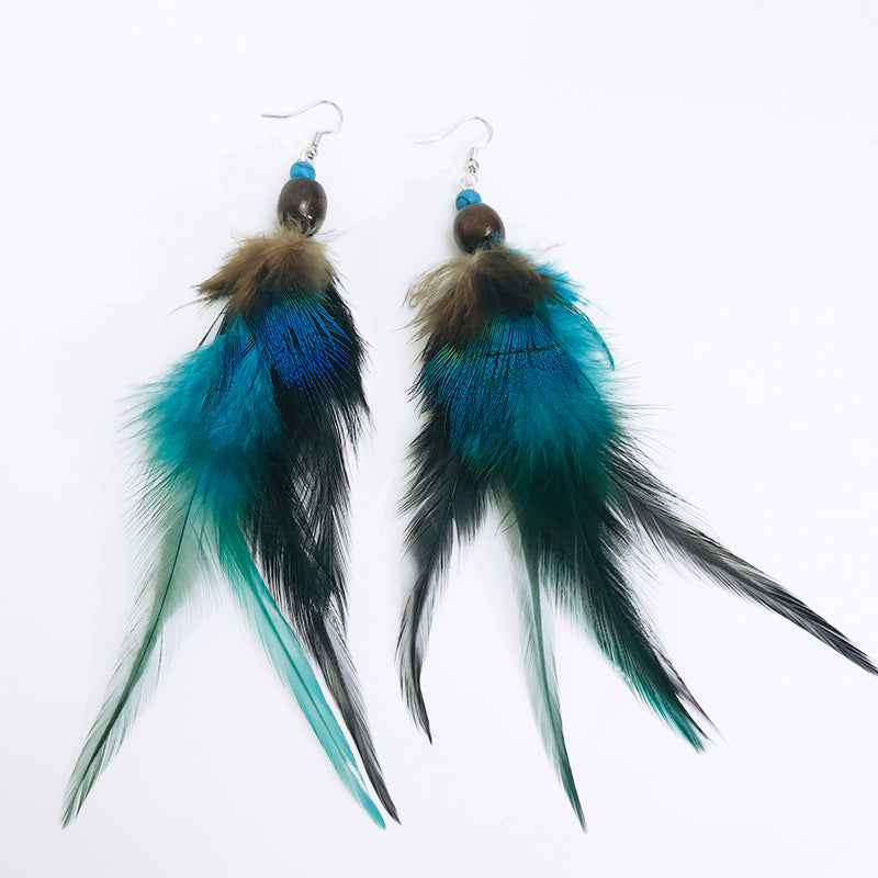 Pendientes al por mayor 2Pair/Pack Peacock Feather