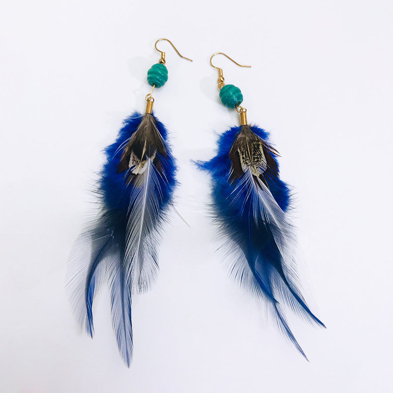 Wholesale Ancient Bohemian Peacock Feather Earrings