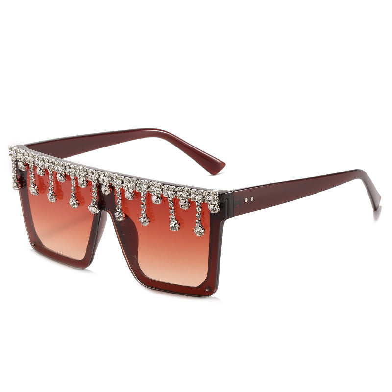 Wholesale Diamond-studded Square Frame Large Frame Sunglasses