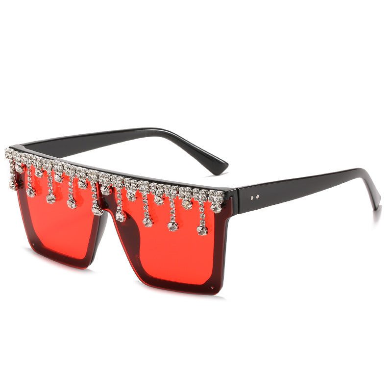 Wholesale Diamond-studded Square Frame Large Frame Sunglasses