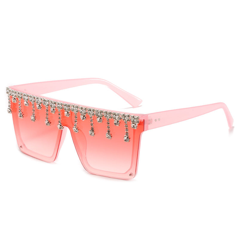 Wholesale Diamond-studded Square Frame Large Frame Sunglasses