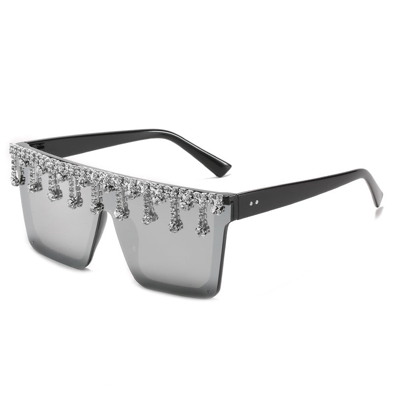 Wholesale Diamond-studded Square Frame Large Frame Sunglasses