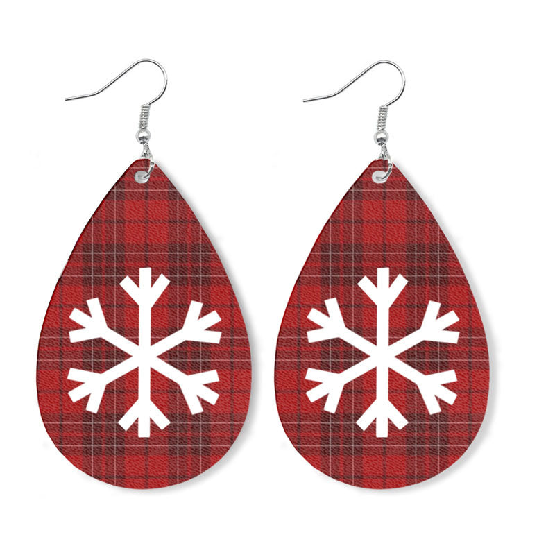 Wholesale 2 Pair/Pack Christmas Elk Snowman Skin Earrings Are Popular Snowflake Earrings