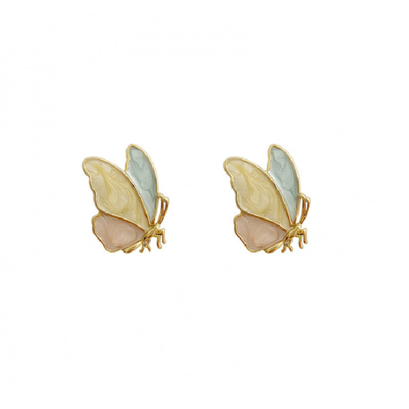 Wholesale Drip Oil Butterfly Color Alloy Earrings