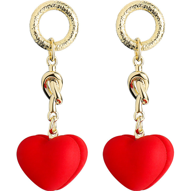 Wholesale 925 Silver Needle Red Love Temperament Fashion Earrings Valentine's Day Gift