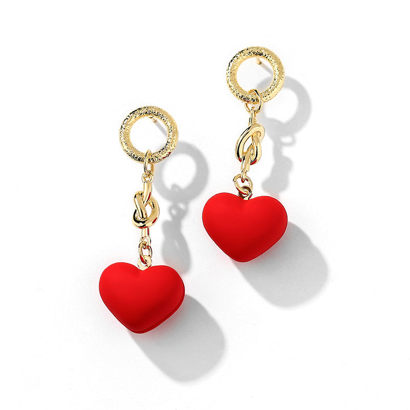 Wholesale 925 Silver Needle Red Love Temperament Fashion Earrings Valentine's Day Gift