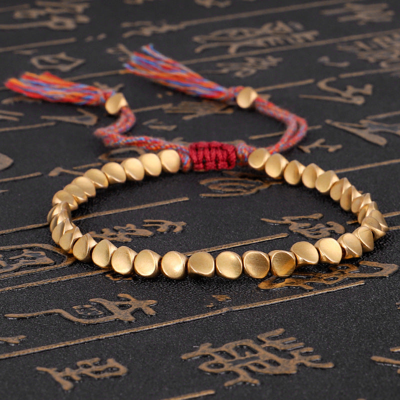 Wholesale New Hand-woven Shaped Copper Bead Pull-out Tassel Bracelet