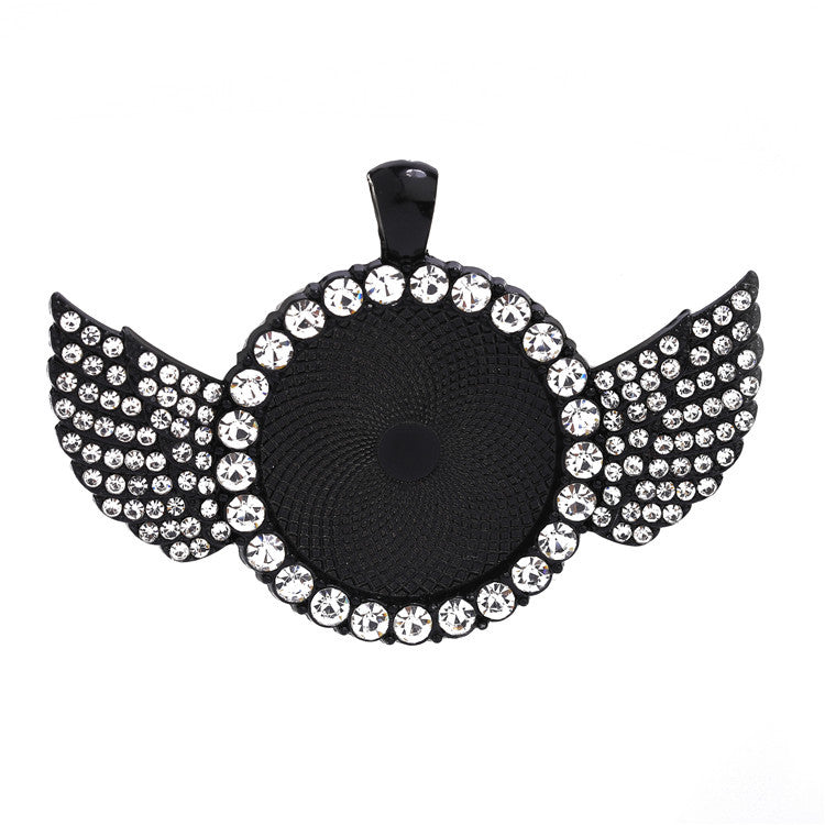 Wholesale 50pcs Alloy Sublimation Jewelry Blanks Wings Full Diamond Pendant