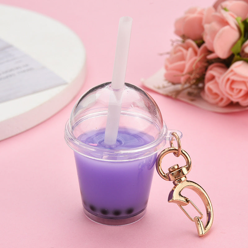 Wholesale Resin Mini Pearl Milk Tea Cup Keychain