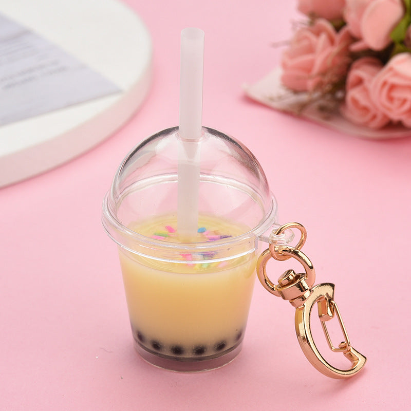Wholesale Resin Mini Pearl Milk Tea Cup Keychain