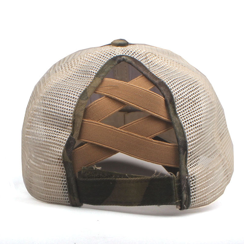 Wholesale Cotton Cross Ponytail Baseball Caps