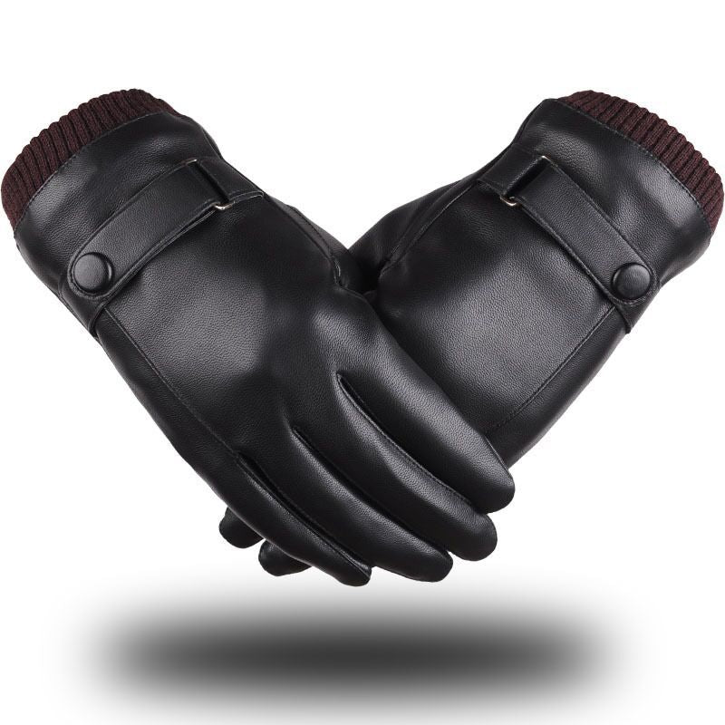 Wholesale Men's Autumn Winter Leather PU Touch Screen Gloves
