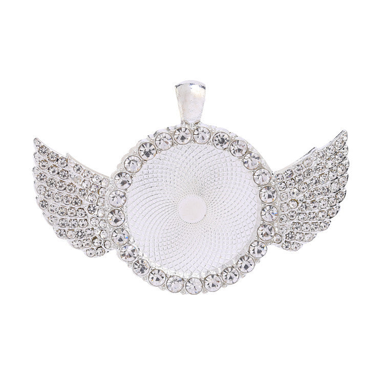 Wholesale 50pcs Alloy Sublimation Jewelry Blanks Wings Full Diamond Pendant