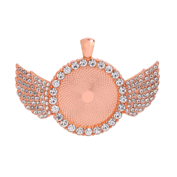 Wholesale 50pcs Alloy Sublimation Jewelry Blanks Wings Full Diamond Pendant