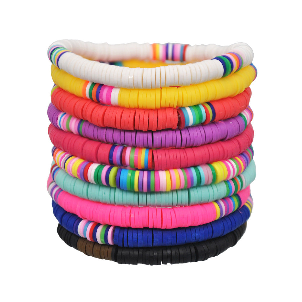 Wholesale Colorful Soft Pottery Elastic Cord Bracelet