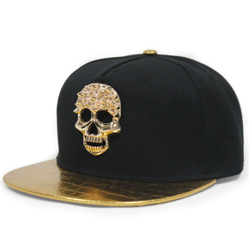Wholesale  flat brim hat skull rivet hip hop baseball cap men's street dance hat trendy men's and Women's
