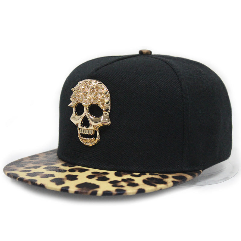 Wholesale  flat brim hat skull rivet hip hop baseball cap men's street dance hat trendy men's and Women's