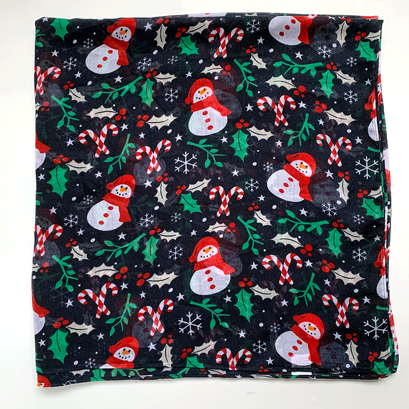 Wholesale Christmas Scarves, Snowman Printed Balinese Scarf