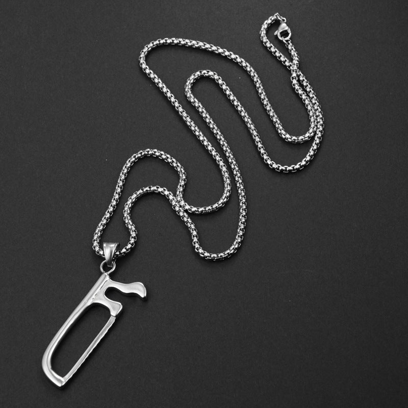 Wholesale Bar hip-hop  saw necklace men' s and women' s titanium steel jewelry