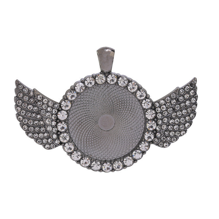 Wholesale 50pcs Alloy Sublimation Jewelry Blanks Wings Full Diamond Pendant