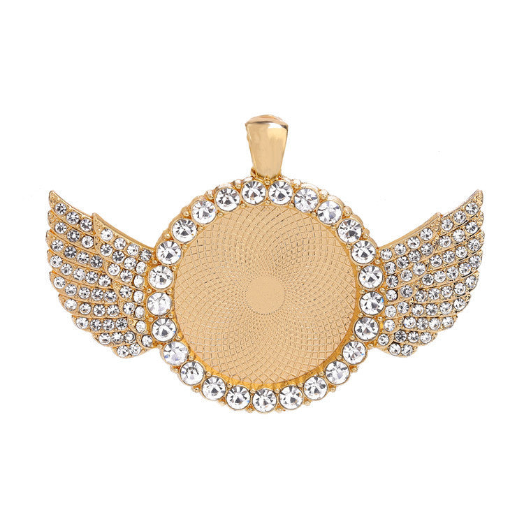 Wholesale 50pcs Alloy Sublimation Jewelry Blanks Wings Full Diamond Pendant