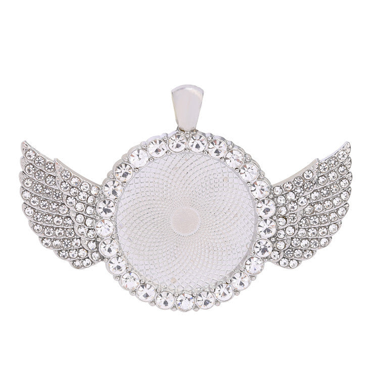 Wholesale 50pcs Alloy Sublimation Jewelry Blanks Wings Full Diamond Pendant