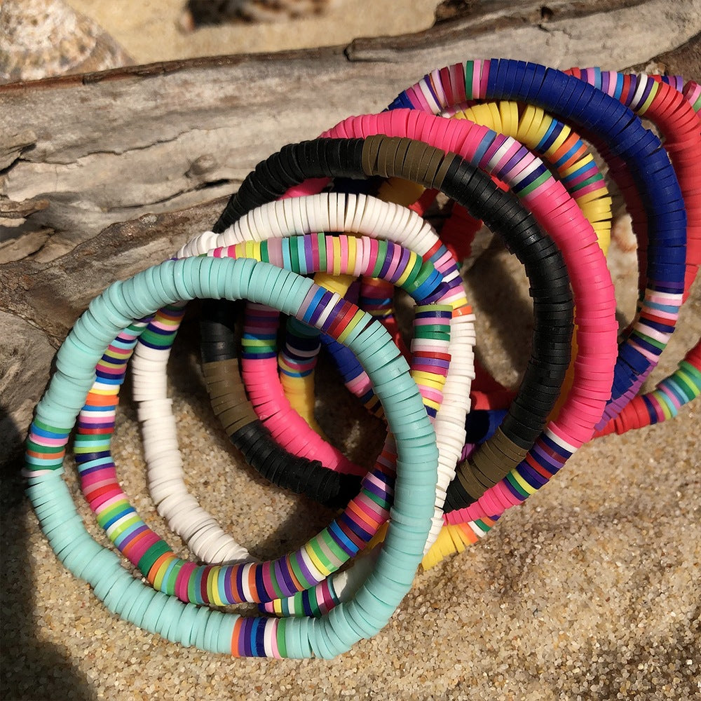 Wholesale Colorful Soft Pottery Elastic Cord Bracelet