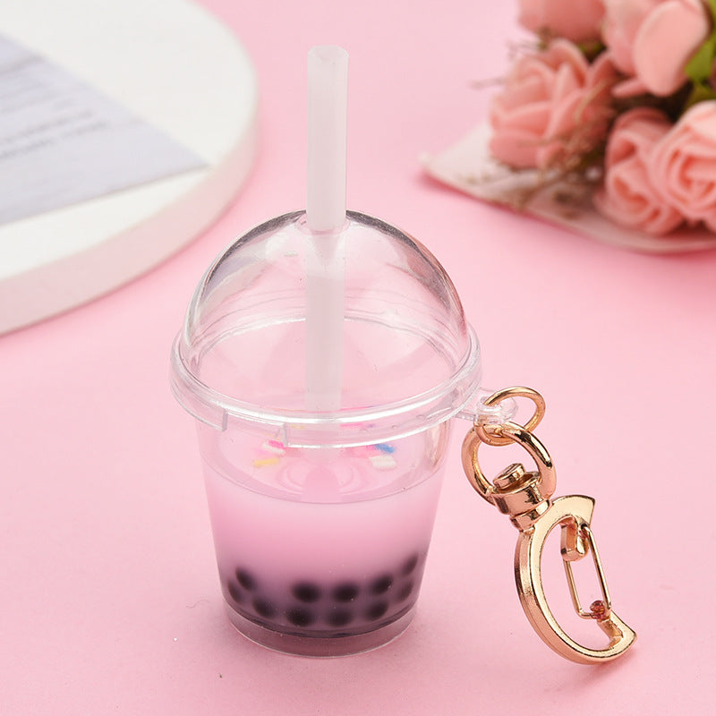 Wholesale Resin Mini Pearl Milk Tea Cup Keychain