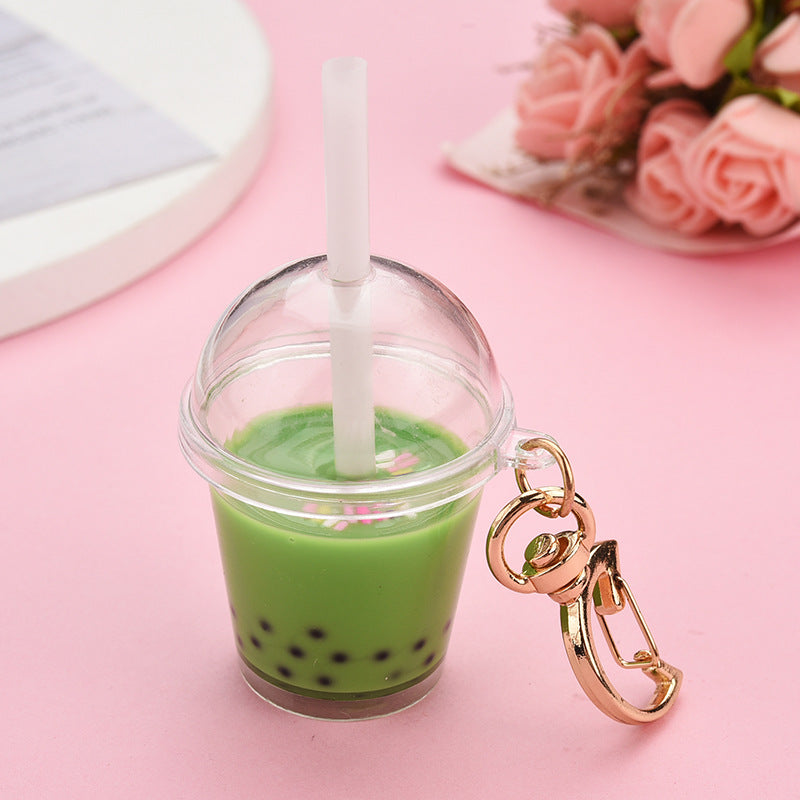Wholesale Resin Mini Pearl Milk Tea Cup Keychain