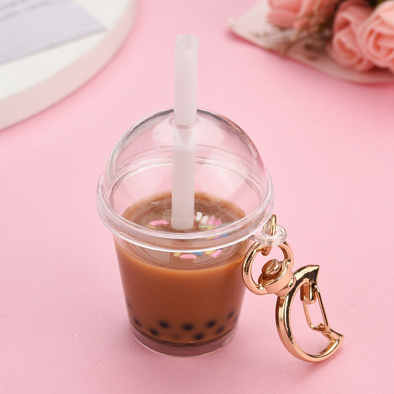Wholesale Resin Mini Pearl Milk Tea Cup Keychain