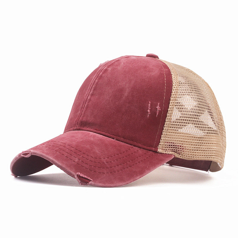 Wholesale Cotton Cross Ponytail Baseball Caps