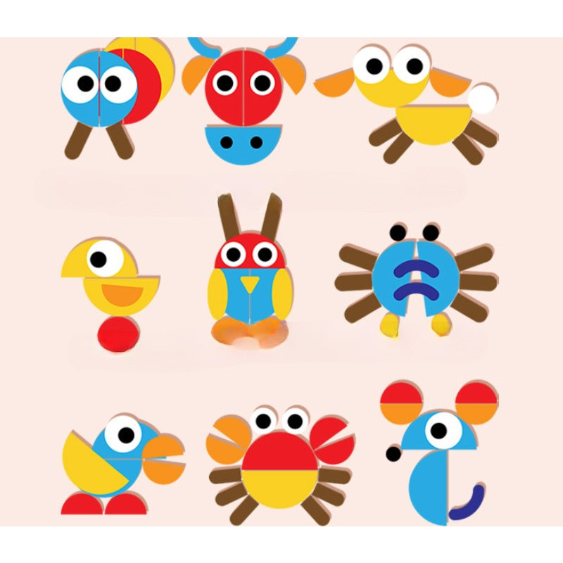 Wholesale Cartoon Animal Building Blocks Puzzle Wooden Puzzle Toys