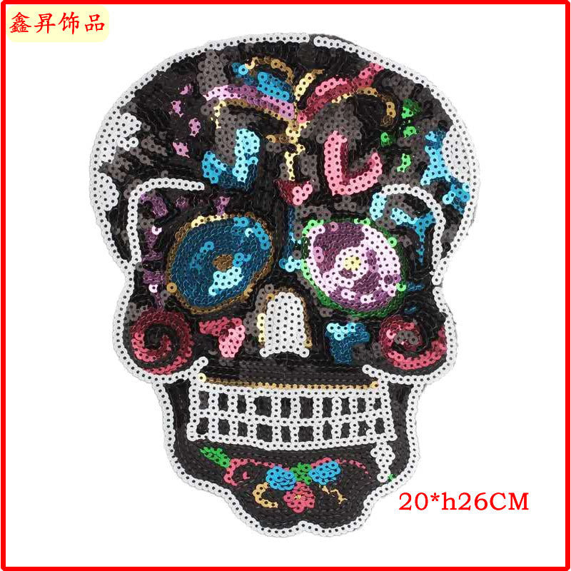 Wholesale Palm Bead Embroidery Accessories Skull Clothing Mouth Cloth Patch FS