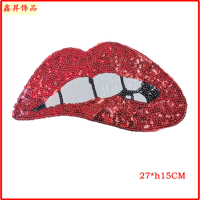 Wholesale Palm Bead Embroidery Accessories Skull Clothing Mouth Cloth Patch FS