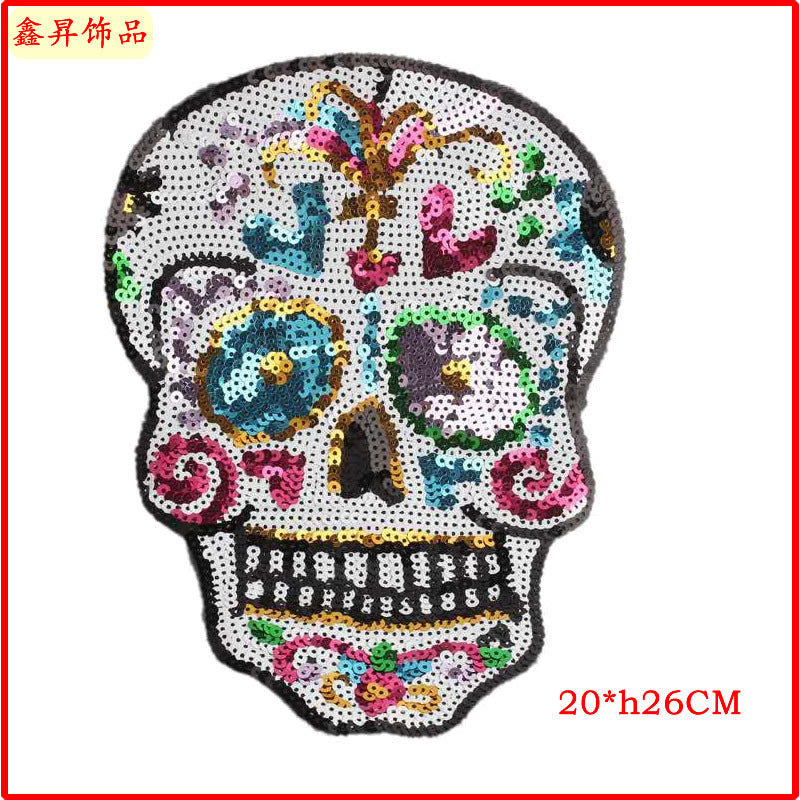 Wholesale Palm Bead Embroidery Accessories Skull Clothing Mouth Cloth Patch FS