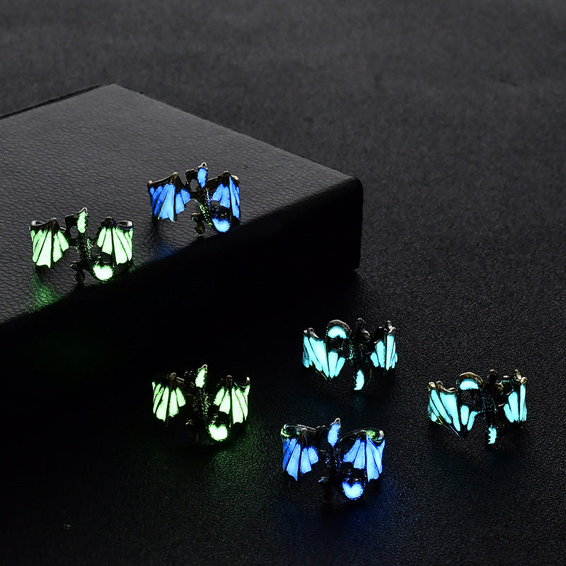 Wholesale Luminous pterosaur adjustable ring with an opening