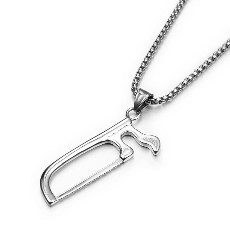 Wholesale Bar hip-hop  saw necklace men' s and women' s titanium steel jewelry