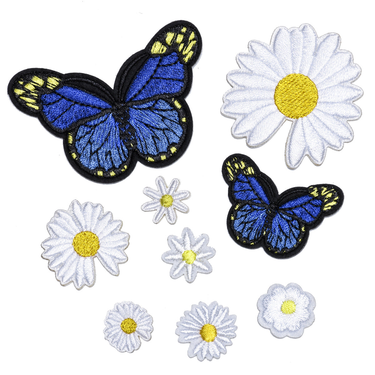 Wholesale Self Adhesive Embroidered Patches Heart Butterfly Floral Motifs For Clothing DIY Craft Supply