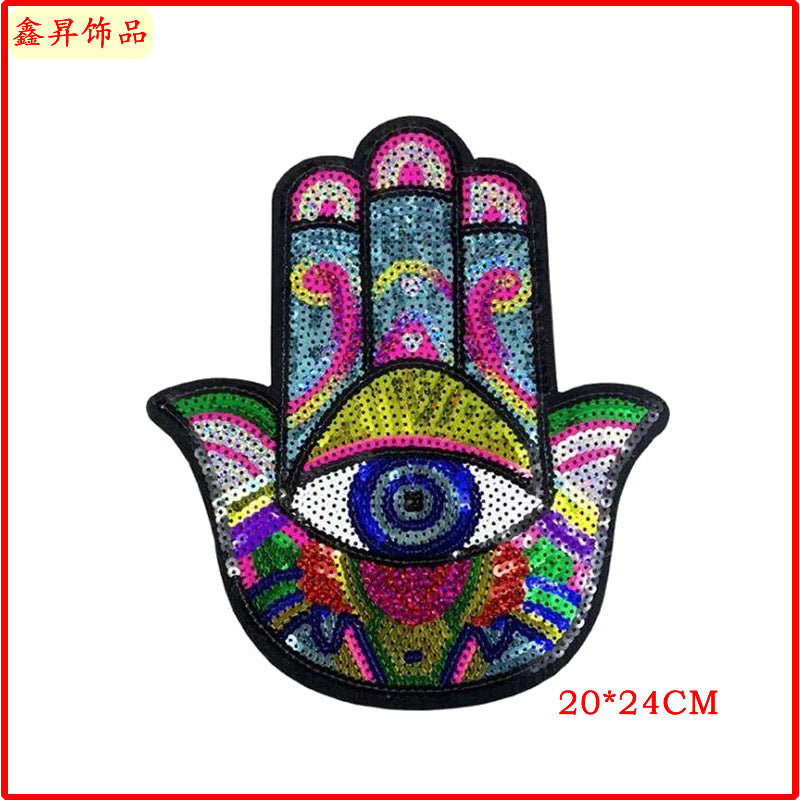 Wholesale Palm Bead Embroidery Accessories Skull Clothing Mouth Cloth Patch FS