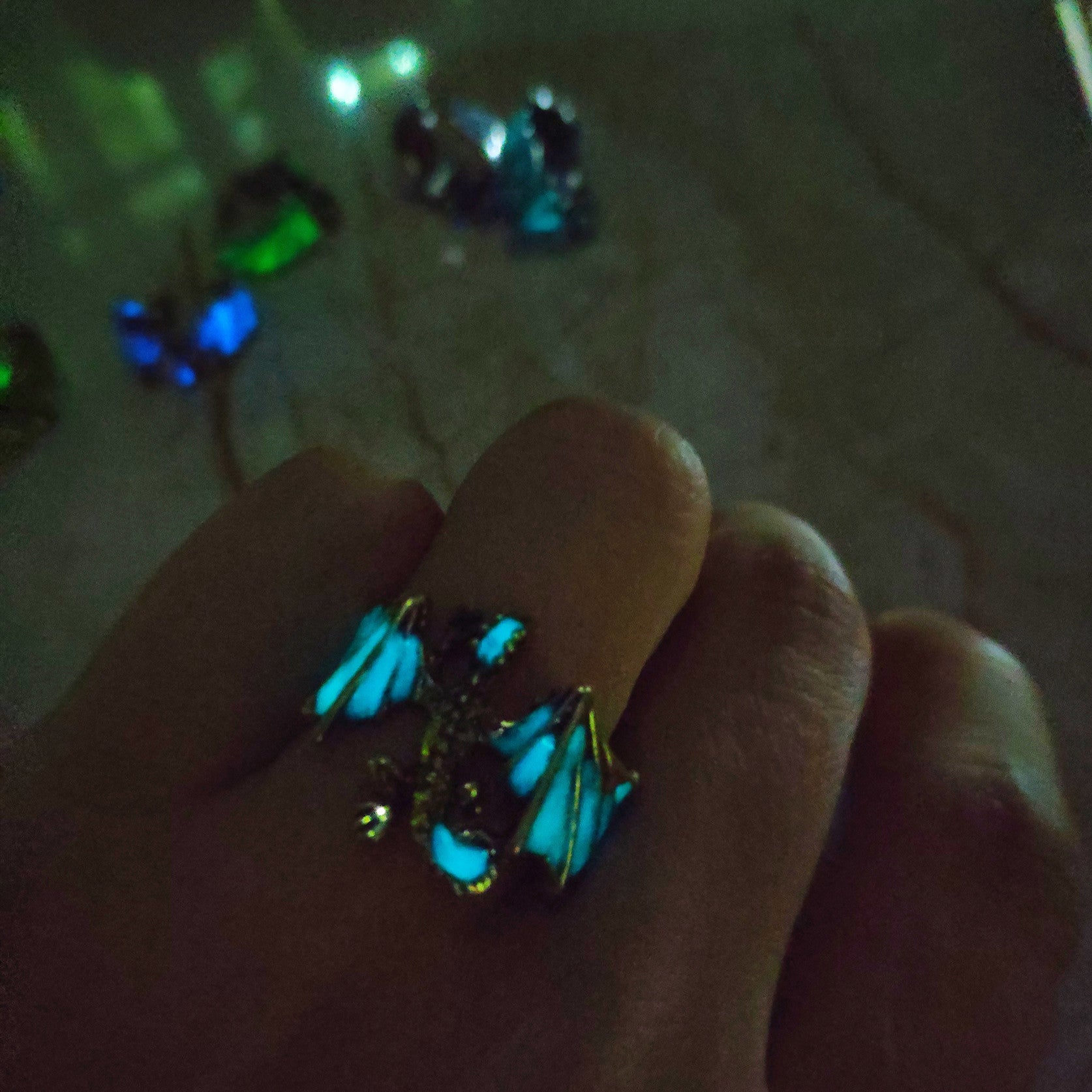 Wholesale Luminous pterosaur adjustable ring with an opening