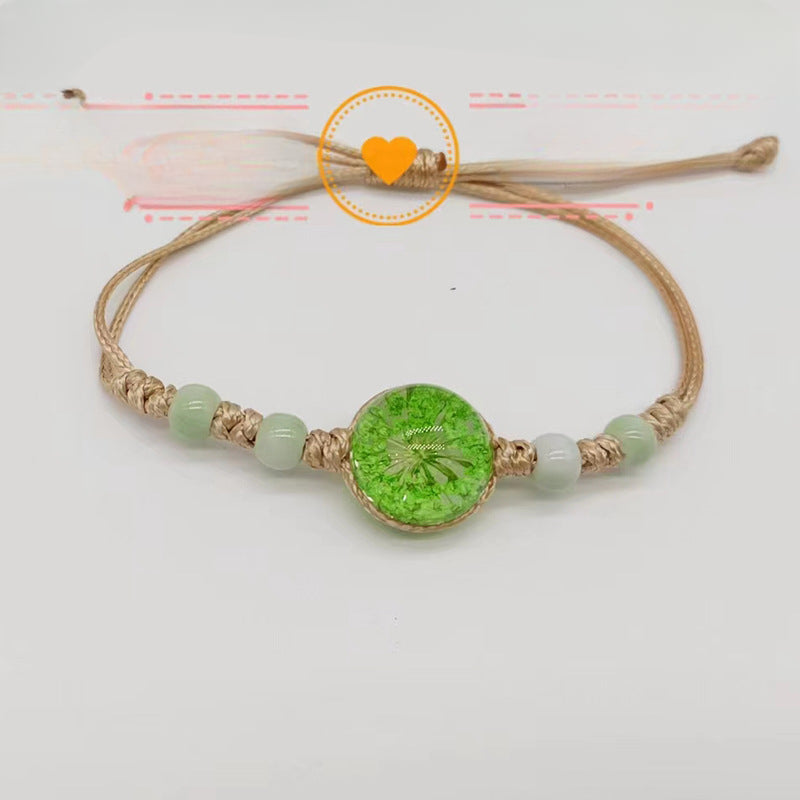 Wholesale Woven Colored Ceramic Beads Natural Real Flower Bracelet