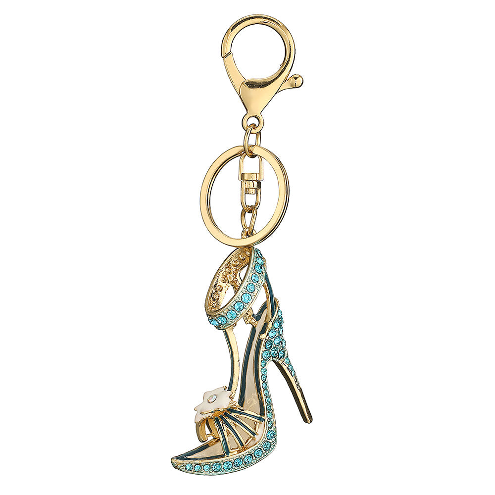 Wholesale Creative Rhinestone High Heels Hollowed Out Metal Keychain