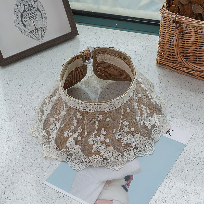 Sol de encaje de verano al por mayor sombrero de paja vacío