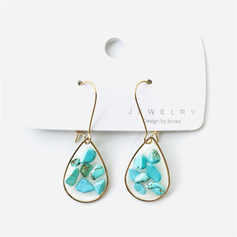 Wholesale 6pcs Citrine Turquoise Tourmaline Various Natural Stone Geometric Earrings