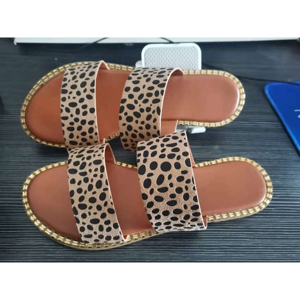 Wholesale Western Style Leopard Print Outdoor Casual Slippers
