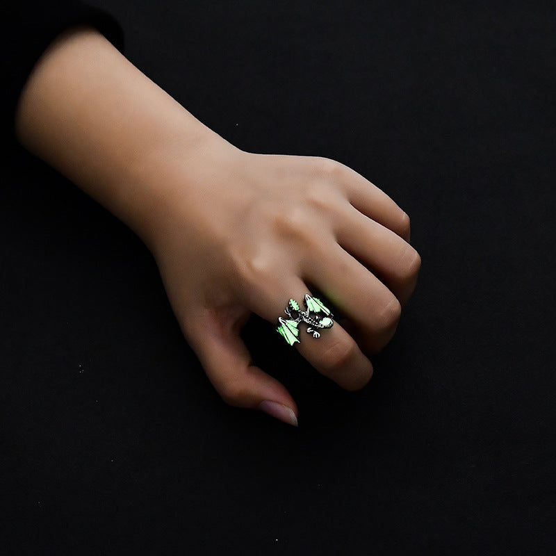 Wholesale Luminous pterosaur adjustable ring with an opening