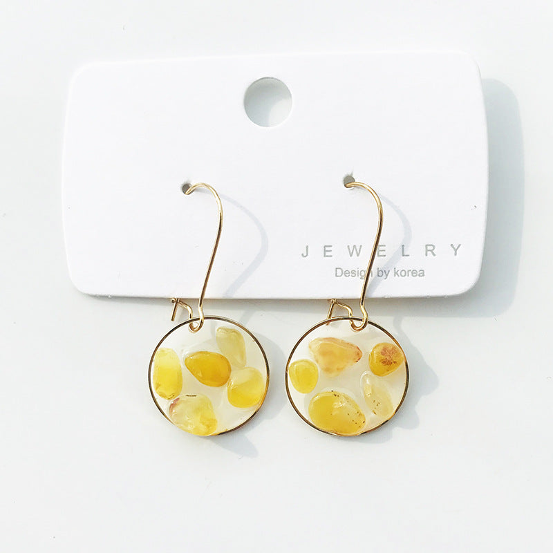 Wholesale 6pcs Citrine Turquoise Tourmaline Various Natural Stone Geometric Earrings