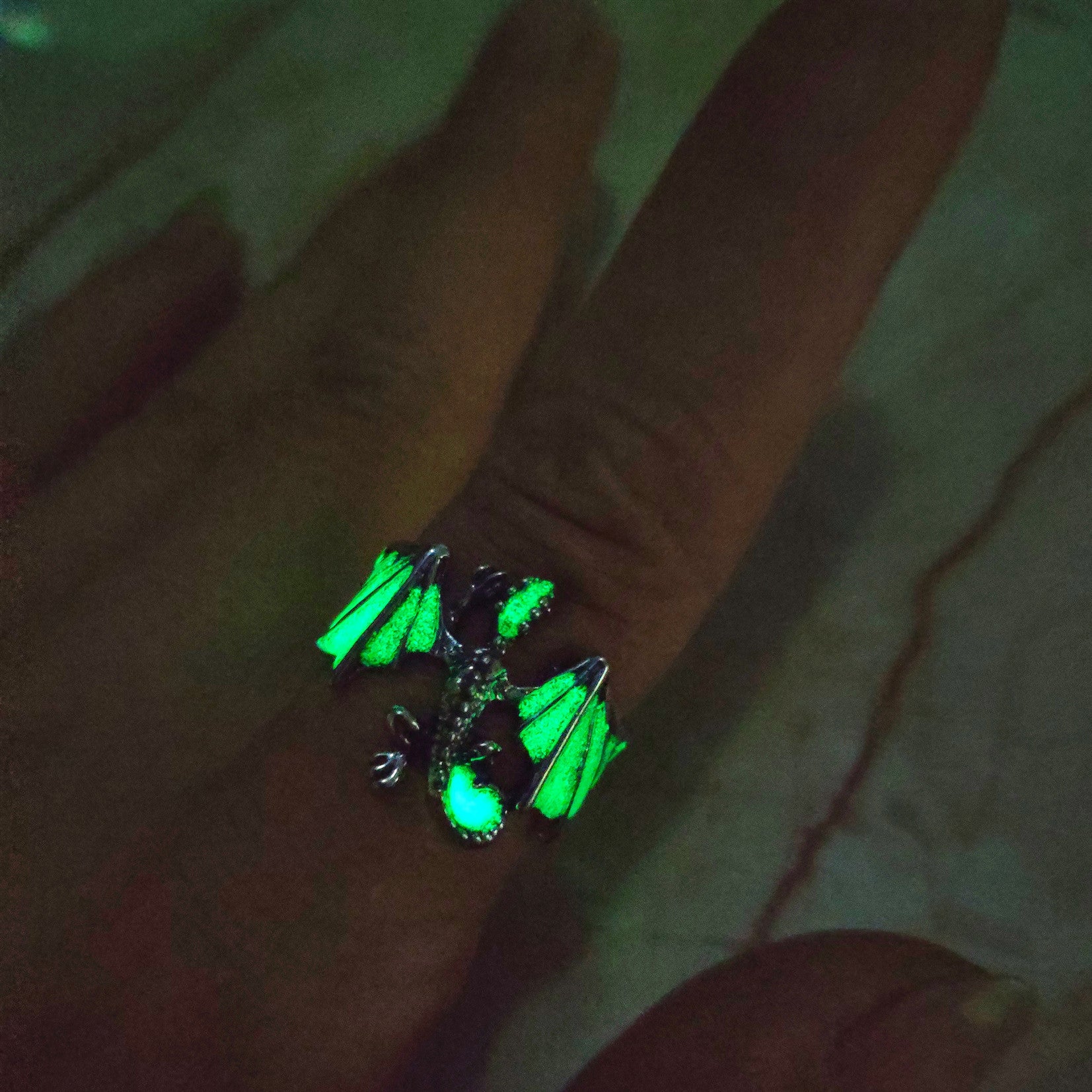 Wholesale Luminous pterosaur adjustable ring with an opening